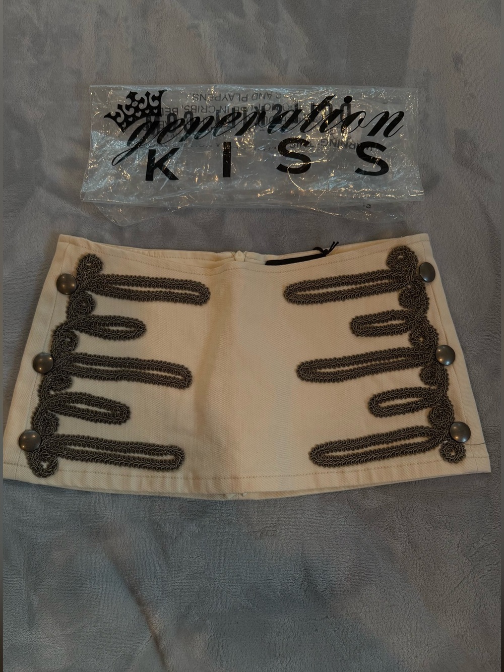 Generation Kiss Cream Mini Skirt with Braided Military Trim